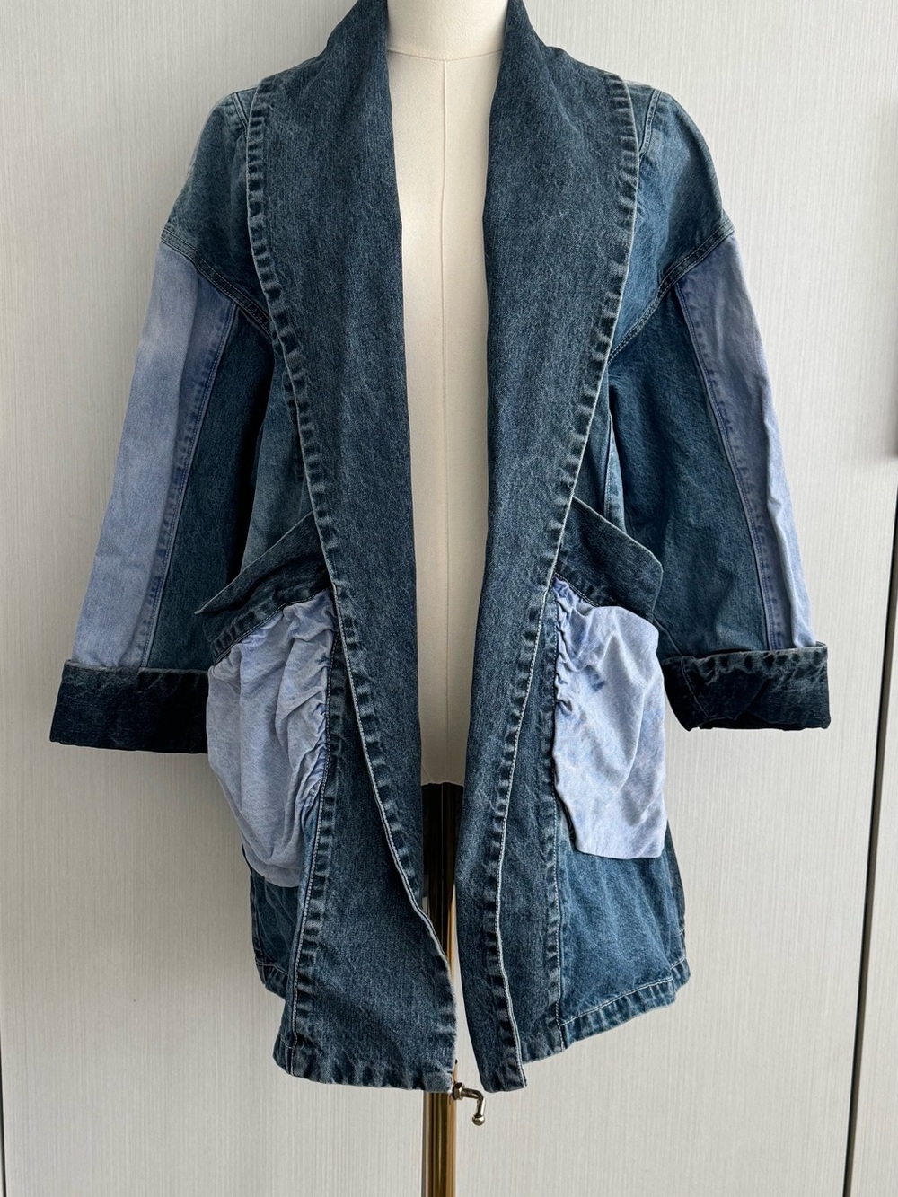 Anthropologie Two-Tone Blue Denim Jacket
